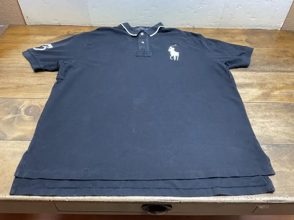 Polo Ralph Lauren Big Pony Classic Fit Black Polo Shirt Embroidered Logo 2XL